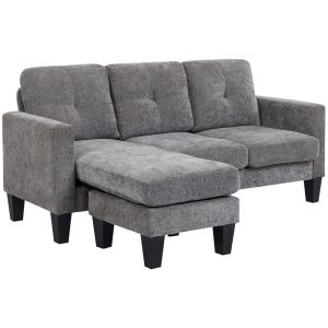 Sofá em forma de l 186x130x84 cm poliéster color gris Homcom, casa - sófas