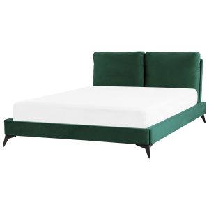 Cama veludo melle 160 x 200 cm verde esmeralda