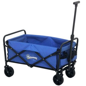 Carrinho de transporte dobrável 64x42x27 cm meta e tecido oxford color azul