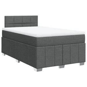 vidaXL cama box spring con colchón tela gris oscuro 120x200 cm