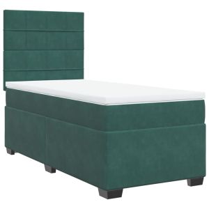 vidaXL cama box spring con colchón terciopelo verde oscuro 90x200 cm
