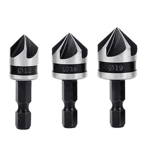 Pack 3 brocas bisel 90° hexagonal 1/4" 12-19mm