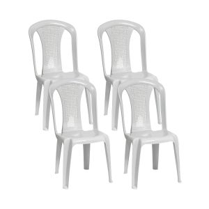 Pack 4 cadeiras exteriores empilháveis ​​sem braços napoli branco