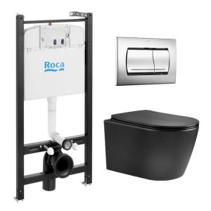 Roca active pack cist. Embutida e botão branco br + sanita susp nebula bl