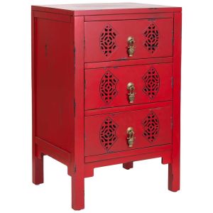 Mesinha madeira com 3 gavetas vermelho 45x36x70