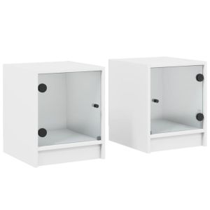 Casa lúmina - set  de 2 mesita de noche blanco madeira  35 x 37 x 42 cm