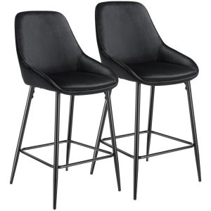 2 banquetas altos com respaldo e apoio para os pés, 49 x 54 x 100 cm, preto