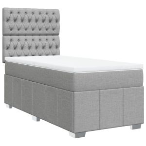 vidaXL cama box spring con colchón tela gris claro 80x200 cm