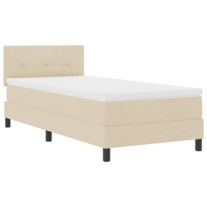 vidaXL cama box spring con colchón con colchón crema 90 x 200 cm tela