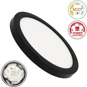 Plafond circular LED preto 125mm, 8w, 960lm, cct 2700k a 6000k