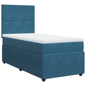 vidaXL cama box spring con colchón terciopelo azul 90x200 cm