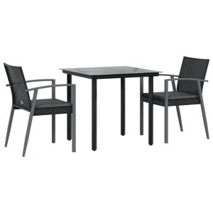 vidaXL juego comedor jardín 3 piezas y cojines ratán sintético y acero