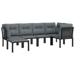 vidaXL juego de muebles de jardín 6 pzas ratán sintético negro y gris