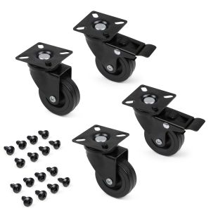 Emuca lote de 4 rodas black com placa de montagem, diâmetro 50mm,