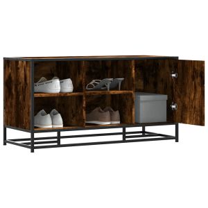 Banco para calçado carvalho fumado 100x40x53,5 cm madeira metal wf295353