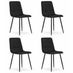 Valora cadeiras pyra veludo preto modernas x4