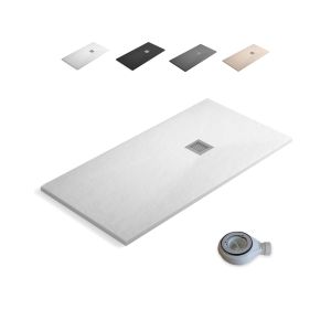 Base de duche 150 x 90cm válvula de drenagem e grelha | branco