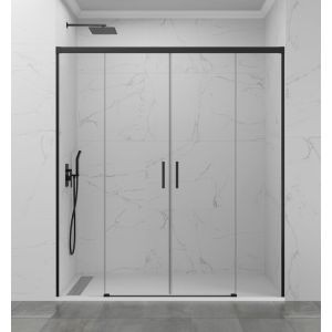 Divisória basic spazio 2 portas + 2 fixos transparente preto 150 cm