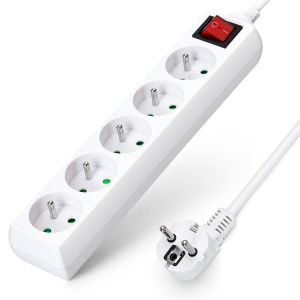 Aigostar regleta extensora de 5 tomadas, proteção infantil, 1,5 m