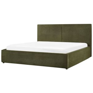 Sommier com arrumação moissac bouclé verde escuro 180 x 200 cm