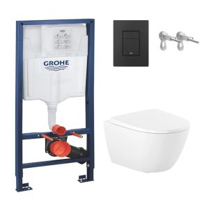 Pack grohe + sanita roca ona 53 branca soft-close + placa preta