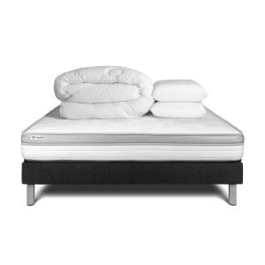 Pacote de cama completo - colchão 200x200 cm + estrado de molas com ripas (