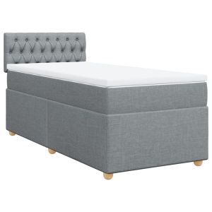 vidaXL cama box spring con colchón tela gris claro 90x200 cm