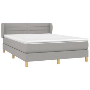 vidaXL cama box spring con colchón tela gris claro 140x190 cm