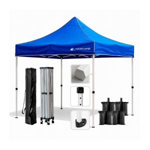 Gazebo dobrável 3x3 jardim barras hexagonais aço naturcamper garden azul