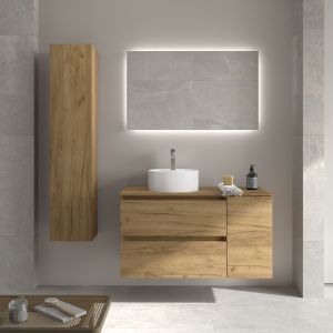 Móvel bequia 90cm + coquete 1 porta lateral reversível+ pia | carvalho