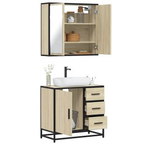 2 pcs conj. Móveis casa banho derivados madeira carvalho sonoma ptr2377