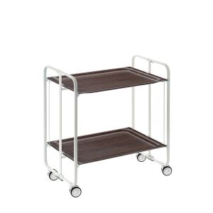 Carrinho de serviço dobrável bauhaus, armação de metal branco, 2 bandejas