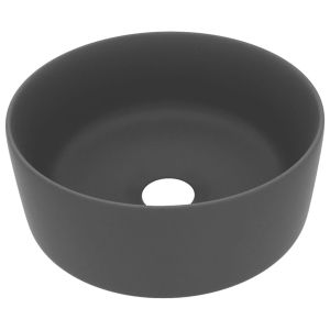 Lavatório luxuoso redondo 40x15cm cerâmica cinzento-escuro mate