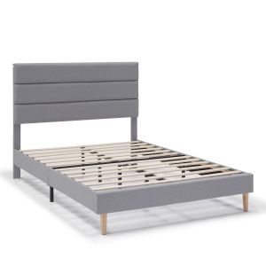 Cama estofada aroma de 30 cm, 135/140x190 cm, cinza claro