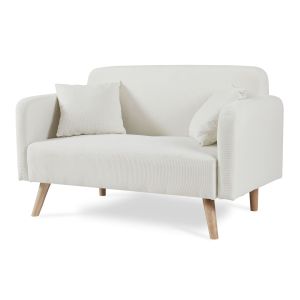Sofá de 2 lugares midt de cordão madeira 132x70x81 cm - bege [en.casa]