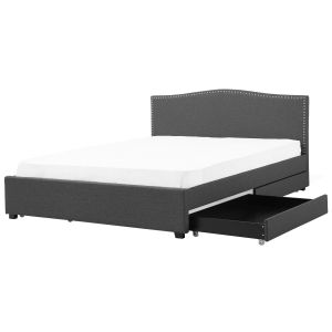 Cama de casal tecido cinzento montpellier