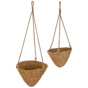 Cestos suspensos de fibra natural marrom d27.5x25h-d22x18