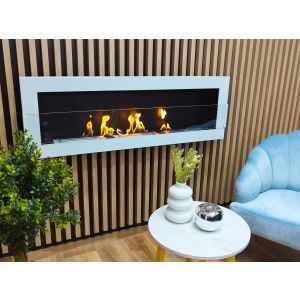 Lareira bioetanol branca 120x40 cm com vidro