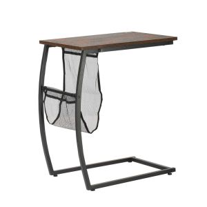 Mesa auxiliar 53x35x64.5 cm mdf, metal e poliéster color marrón Homcom