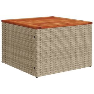 Mesa de jardim 55x55x37 cm vime pe e madeira de acácia bege