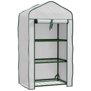 Estufa de jardim 59x39x127 cm polietileno, aço color blanco Outsunny