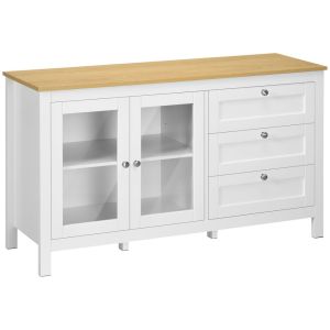 Aparador 120x40x70 cm mdf, painel de partículas e vidro color blanco Homcom
