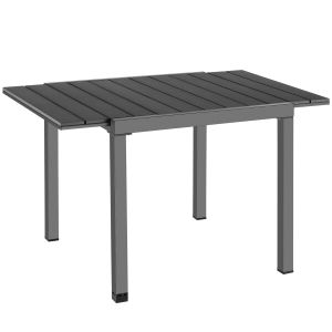 Mesa de jardim extensível com efeito de madeira, 80–120 x 80 x 74 cm, preta