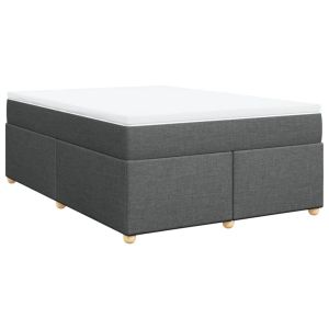 vidaXL cama box spring con colchón tela gris oscuro 140x200 cm