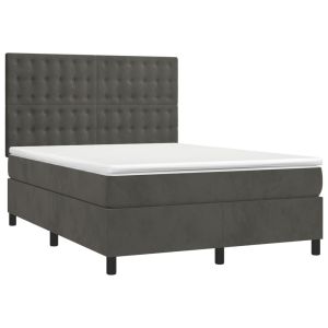 vidaXL cama box spring con colchón terciopelo gris oscuro 140x200 cm