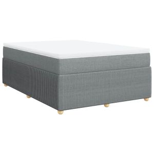 vidaXL cama box spring con colchón tela gris claro 160x200 cm