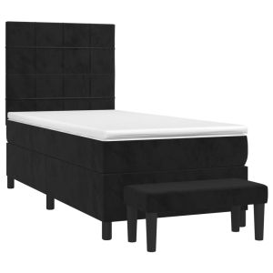 vidaXL cama box spring con colchón terciopelo negro 90x200 cm