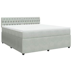 vidaXL cama box spring con colchón terciopelo gris claro 180x200 cm