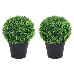 vidaXL plantas de boj artificial 2 uds forma bola maceta verde 32 cm