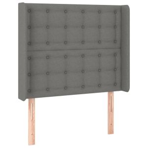 vidaXL cabecero con orejas de tela gris oscuro 103x16x118/128 cm